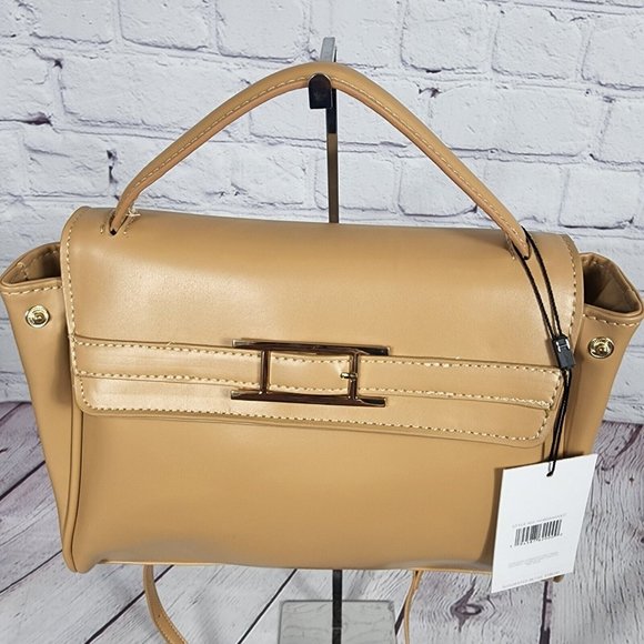 H Halston Women's Tan Crossbody Adjustable Strap Handbag - Picture 4 of 12